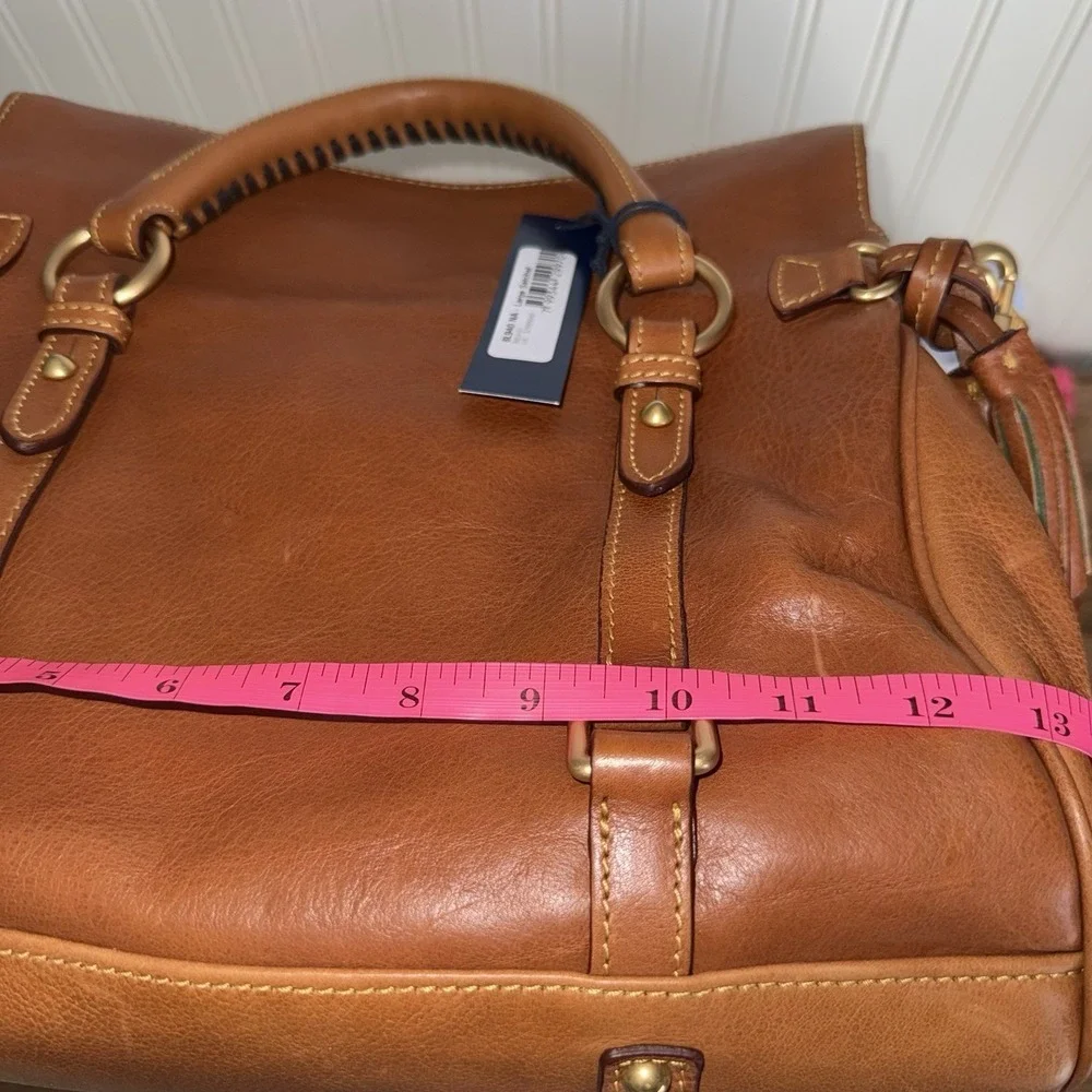 Dooney & Bourke Natural Brown Florentine Large Satchel Crossbody Bag Purse NWT